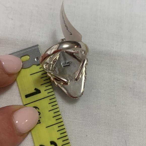 NWT JTV SW STYLE CABOCHON TURQUOISE STERLING SILVER FLORAL RING - Picture 5 of 6